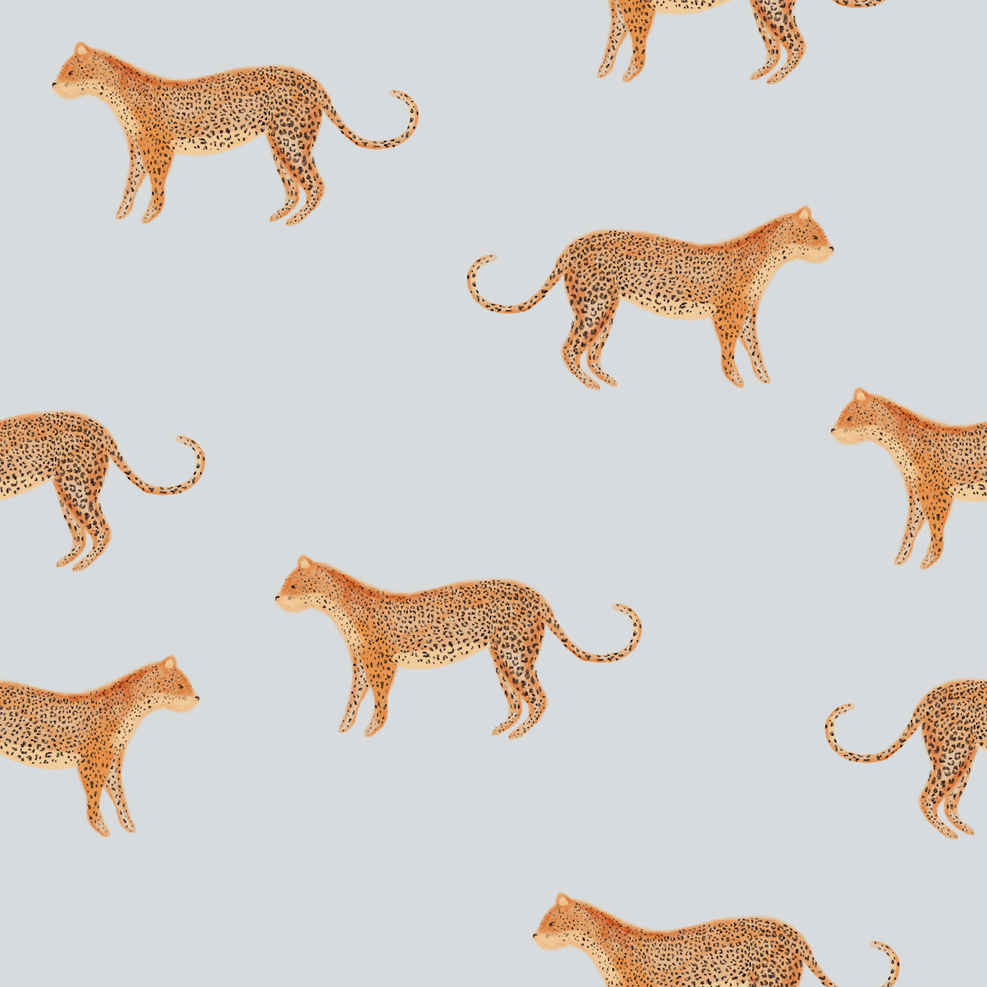 Goldies Cheetah Repeat Pattern Blue - Munks and Me Wallpaper