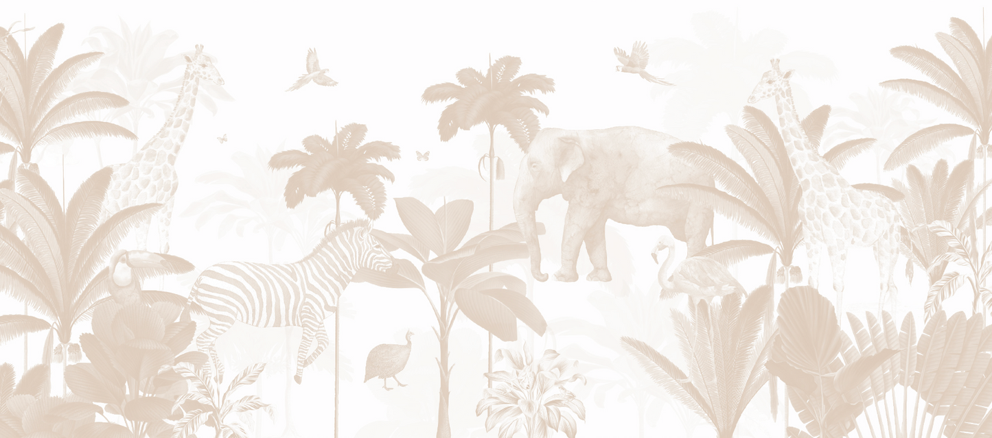 Custom Mixed Jungle Wallpaper Mural | H141cm x W1482cm - Munks and Me Wallpaper