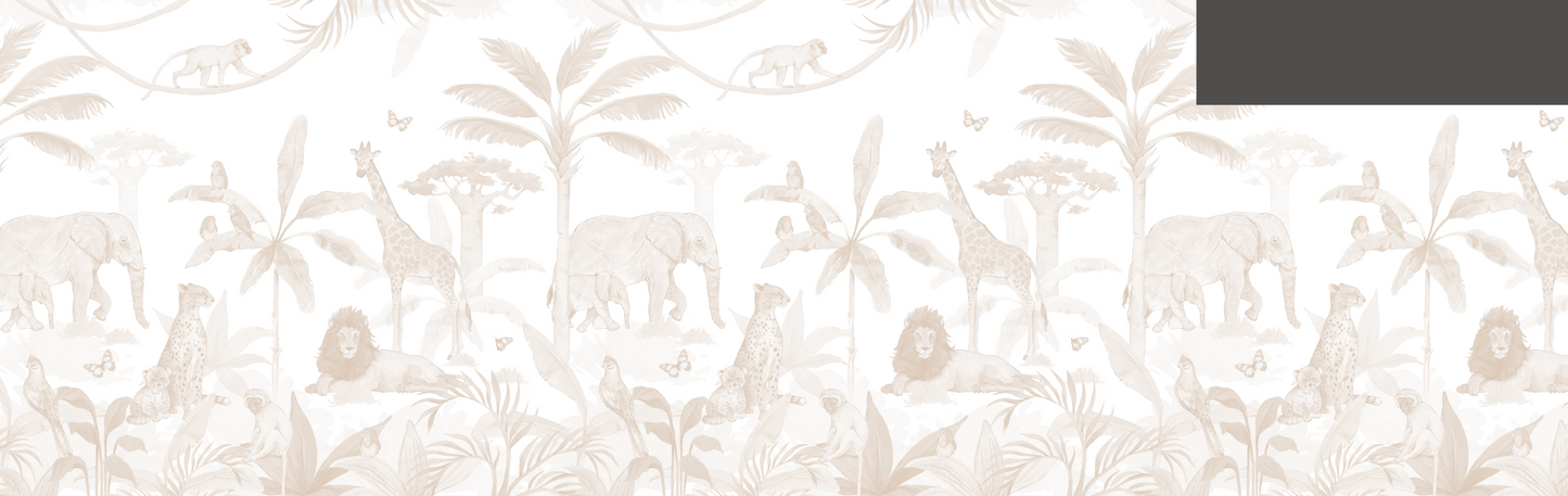 Custom Neutral African Safari Mural | H105cm x W329cm - Munks and Me Wallpaper