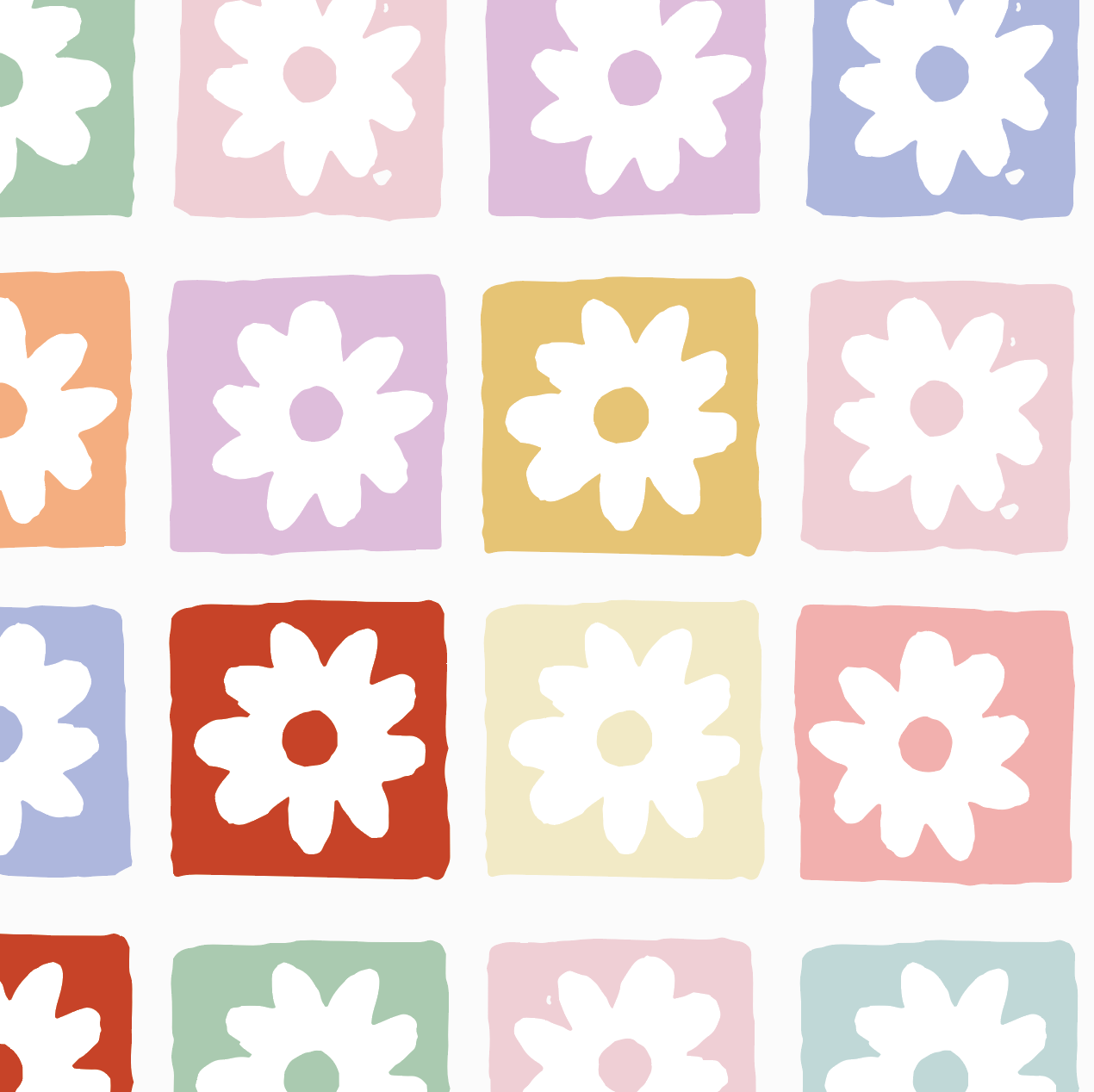 Floral Fun land Repeat Wallpaper Pattern - Munks and Me Wallpaper