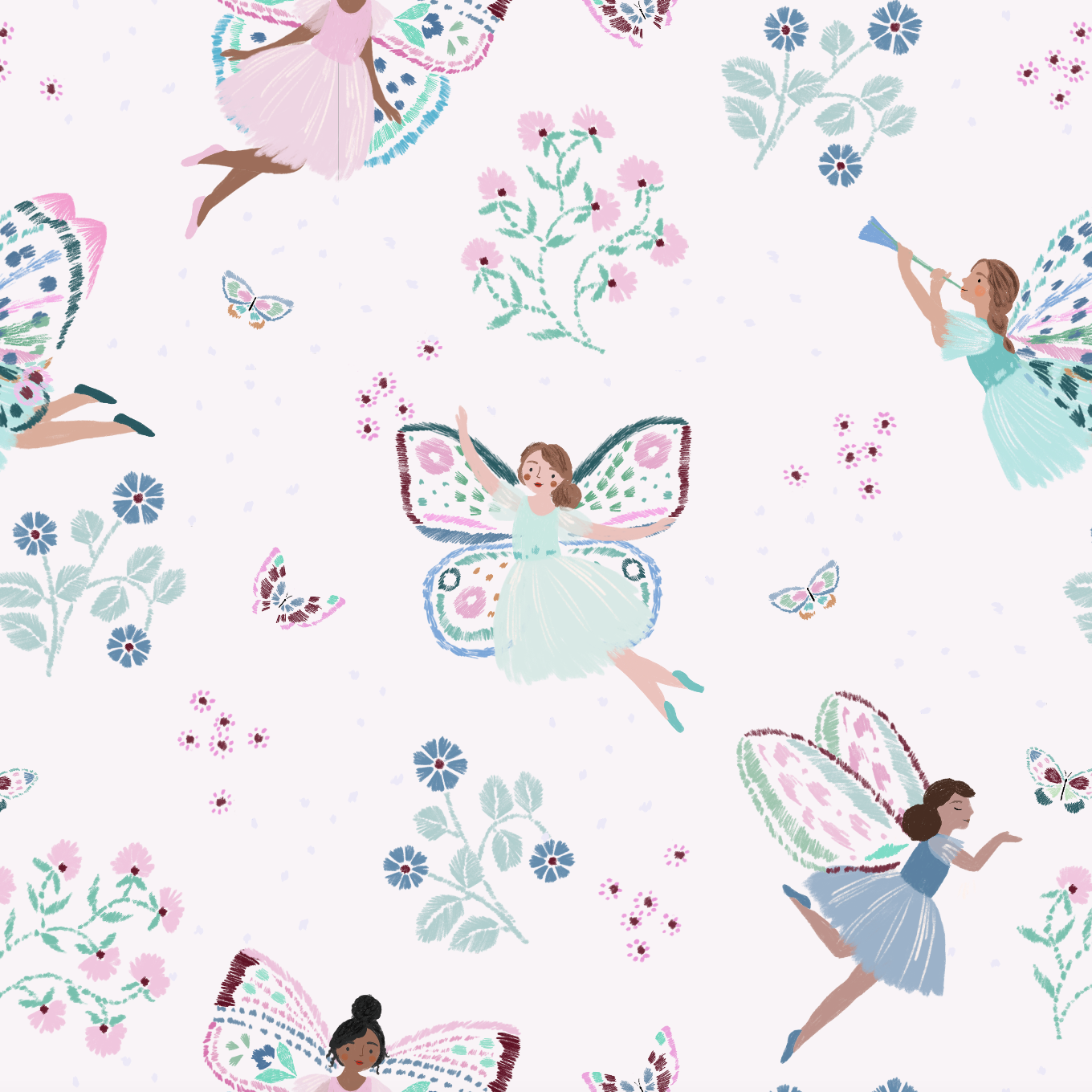 Fairy Wonderland Purple Wallpaper Repeat Pattern - Munks and Me Wallpaper