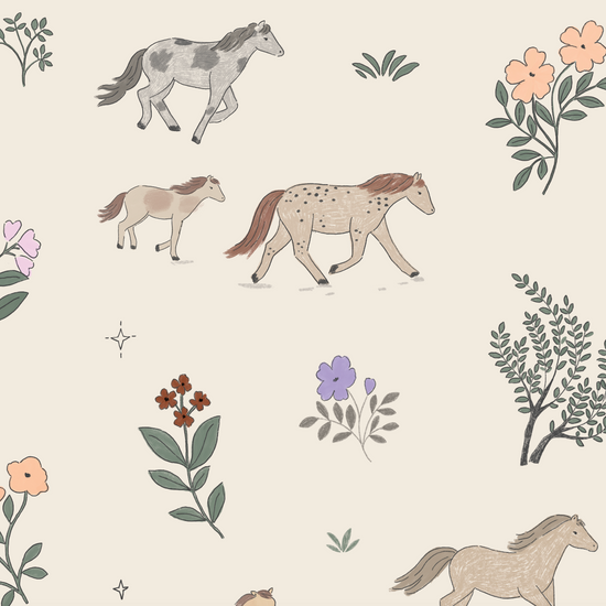Quincy Horses Wallpaper Repeat Pattern - Munks and Me Wallpaper