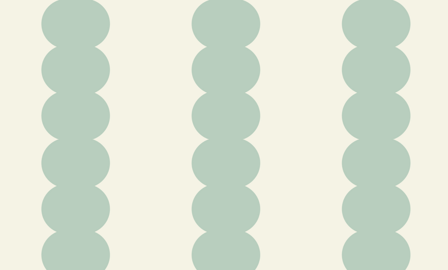 Light beige background with four vertical columns of overlapping pale green circles, forming a simple repeating geometric pattern—ideal as a Custom Lick Green 70% | Sample to highlight modern custom wallpaper quality.