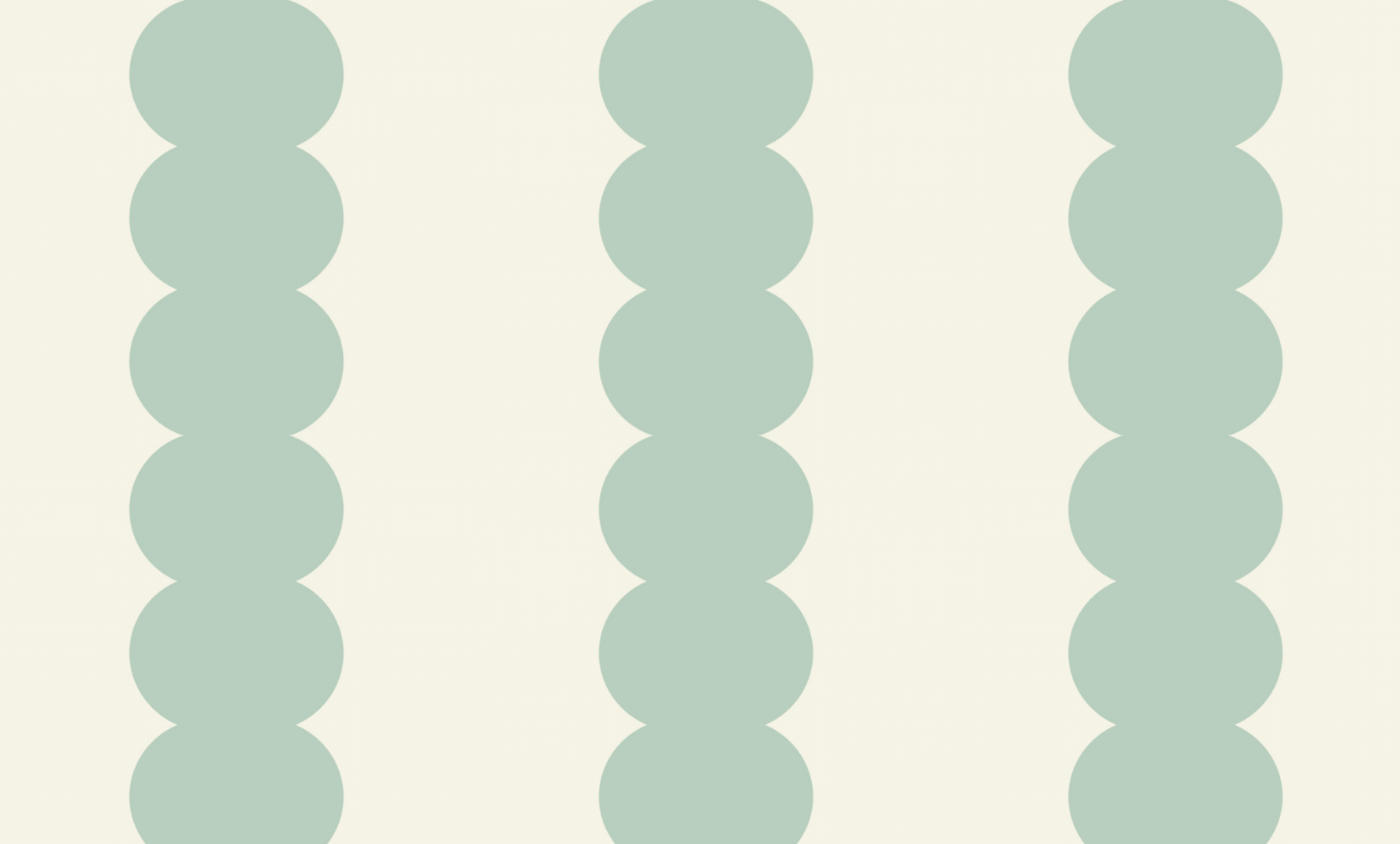 Light beige background with four vertical columns of overlapping pale green circles, forming a simple repeating geometric pattern—ideal as a Custom Lick Green 70% | Sample to highlight modern custom wallpaper quality.