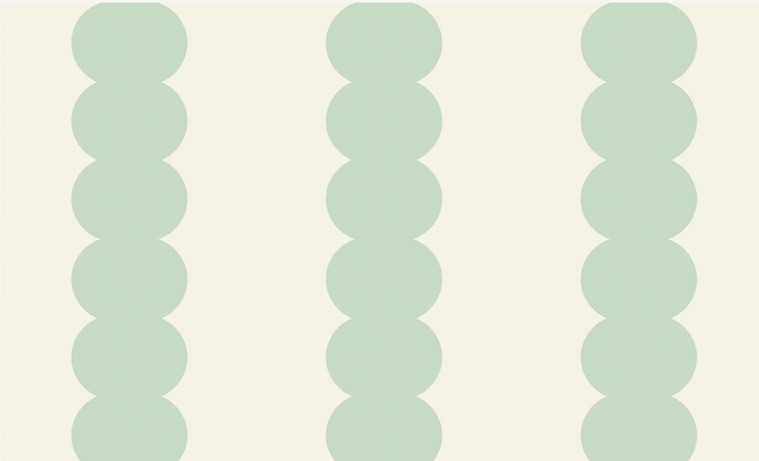 Custom Lick Green 50% | Sample features vertical rows of overlapping pale green circles on an off-white background, offering subtle elegance—ideal for custom wallpaper lovers seeking a minimal pattern.
