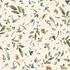 Meadow Flutter Leaves Wallpaper features a seamless floral pattern with green and olive watercolor leaves and small yellow flowers on a light beige background, creating a soft, hand-painted look ideal for nature-inspired kids&