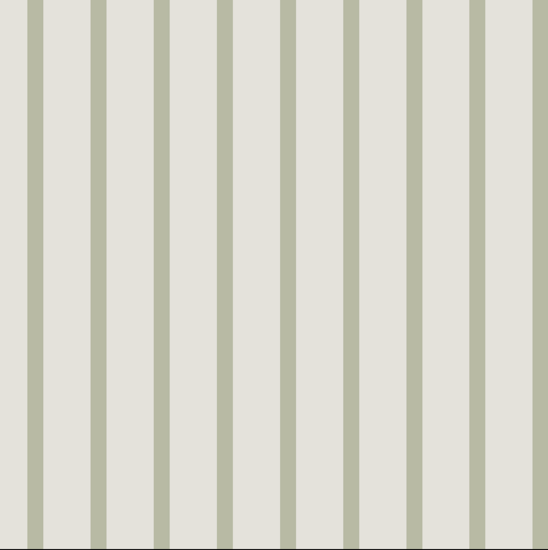 Pinstripe Wallpaper Green features vertical light olive green stripes evenly spaced on a white background, creating a fresh, modern striped pattern—perfect for use as nursery wallpaper.
