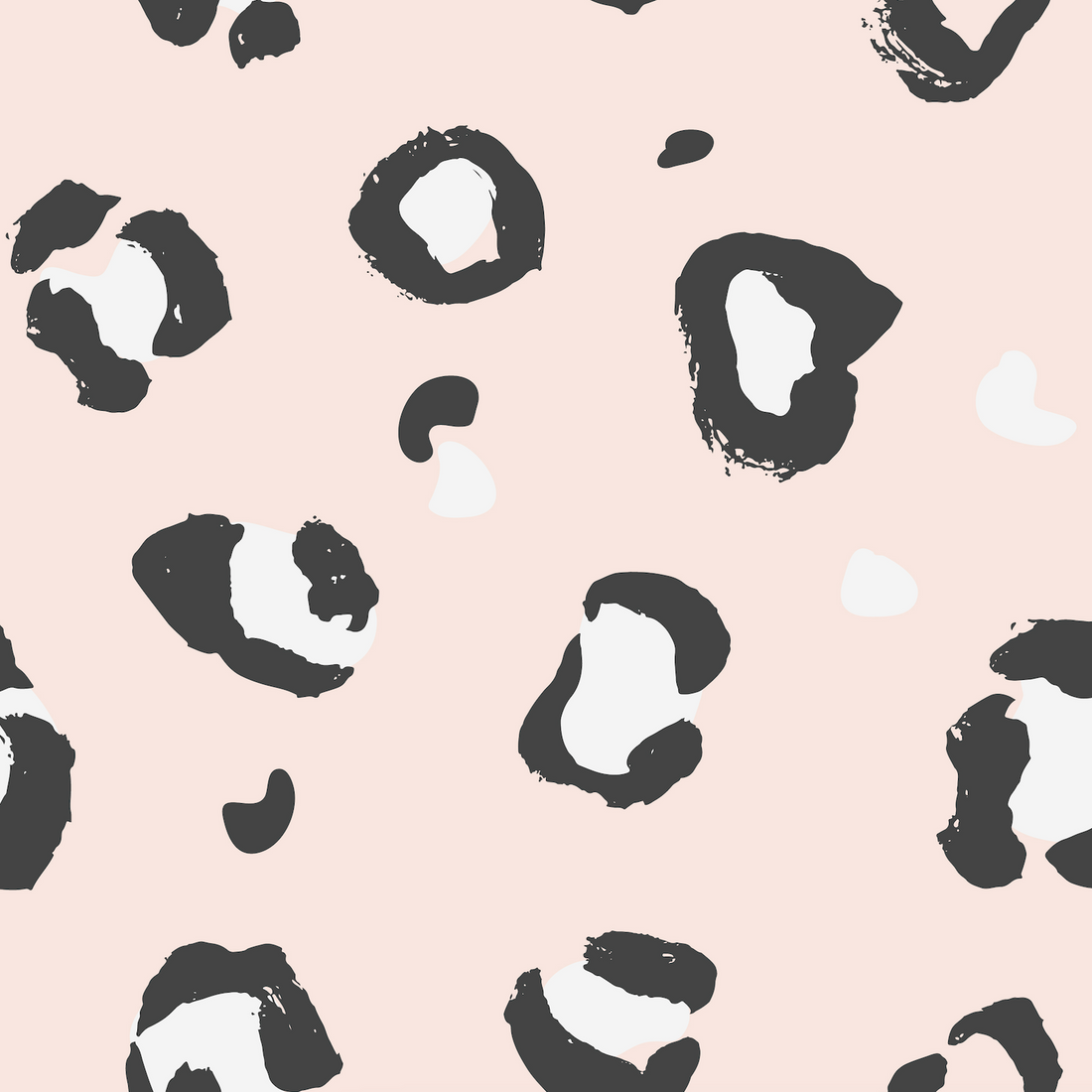 Add a trendy touch to any space with the Pink Leopard Print Wallpaper | Sample, featuring abstract black and white leopard spots on a pale pink background—perfect for modern, playful décor.
