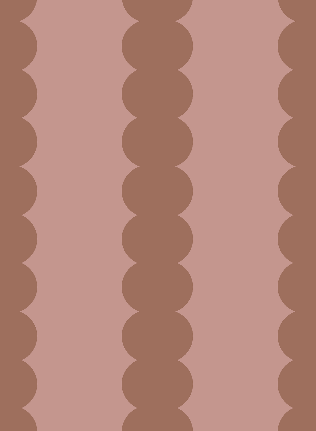 Scallop Stripe Wallpaper Toffee Rose features seamless vertical wavy brown lines on a pale pink background, creating a soft, retro look—ideal for cozy nurseries or as a stylish accent wall.