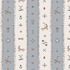The Little Carousel Stripe Wallpaper, Blue features alternating blue and cream stripes with playful horses, rabbits, birds, florals, hearts, and geometric shapes in soft pastels—ideal for bringing vintage circus charm to a nursery or playroom.