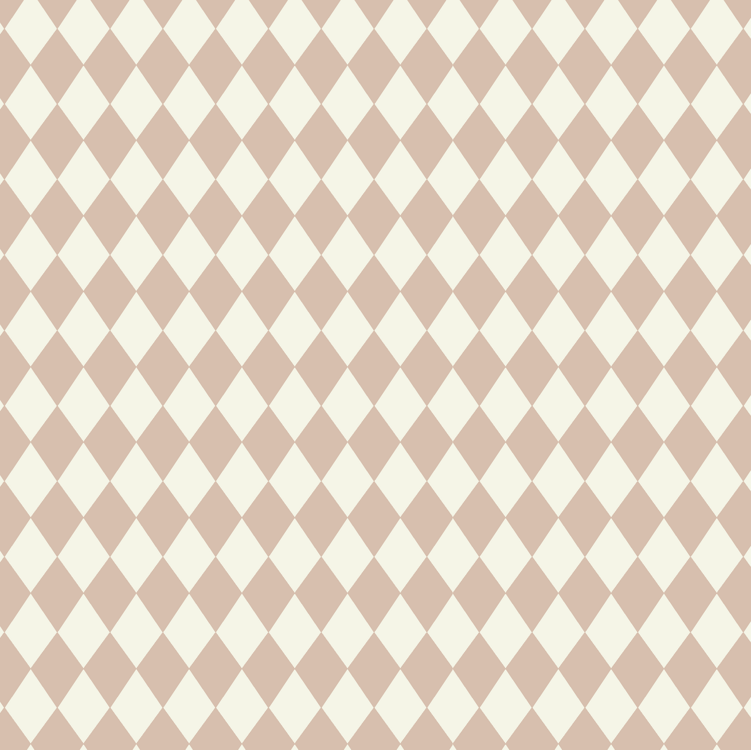 The Diamond Dancer Wallpaper Sample, Rose, showcases light brown and off-white diamonds in a diagonal checkerboard grid for a classic geometric look and refined wallpaper quality.
