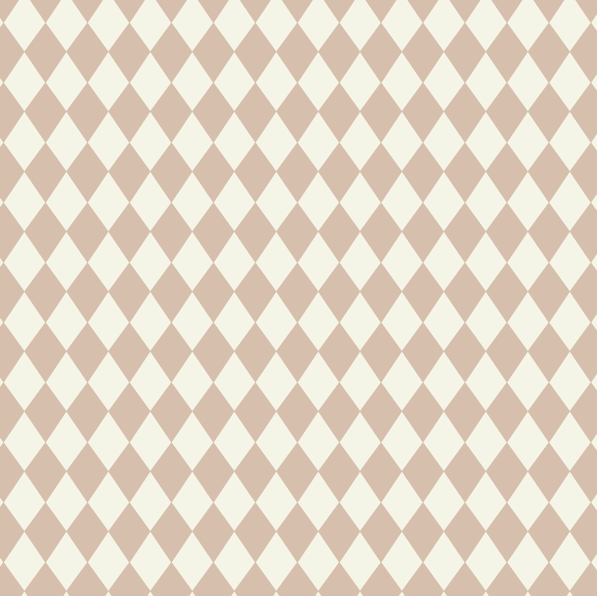 The Diamond Dancer Wallpaper Sample, Rose, showcases light brown and off-white diamonds in a diagonal checkerboard grid for a classic geometric look and refined wallpaper quality.