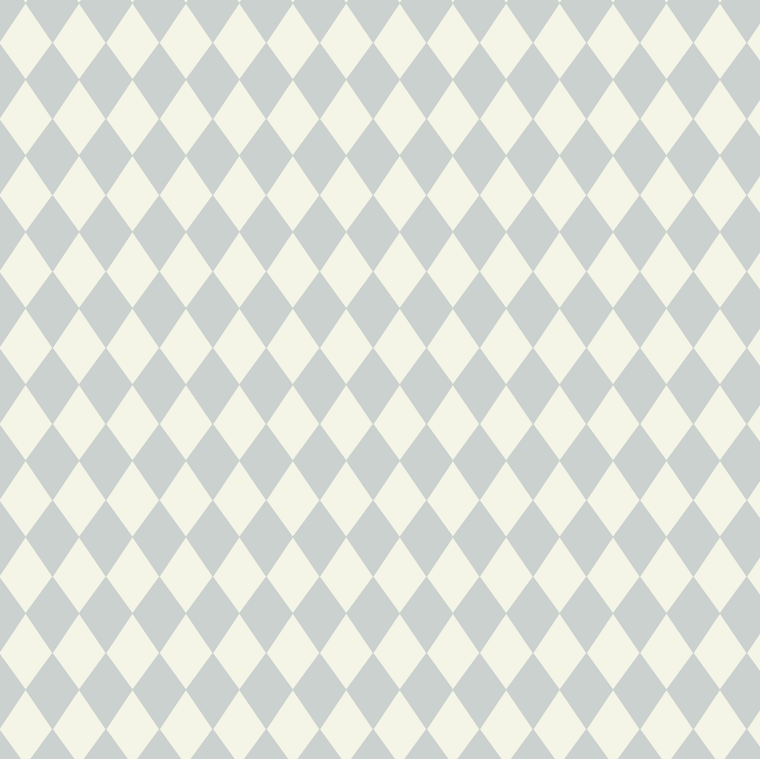 Diamond Dancer Wallpaper, Blue features a seamless pattern of alternating light gray and off-white harlequin diamonds for a classic checkerboard design—perfect for artisanal interiors.