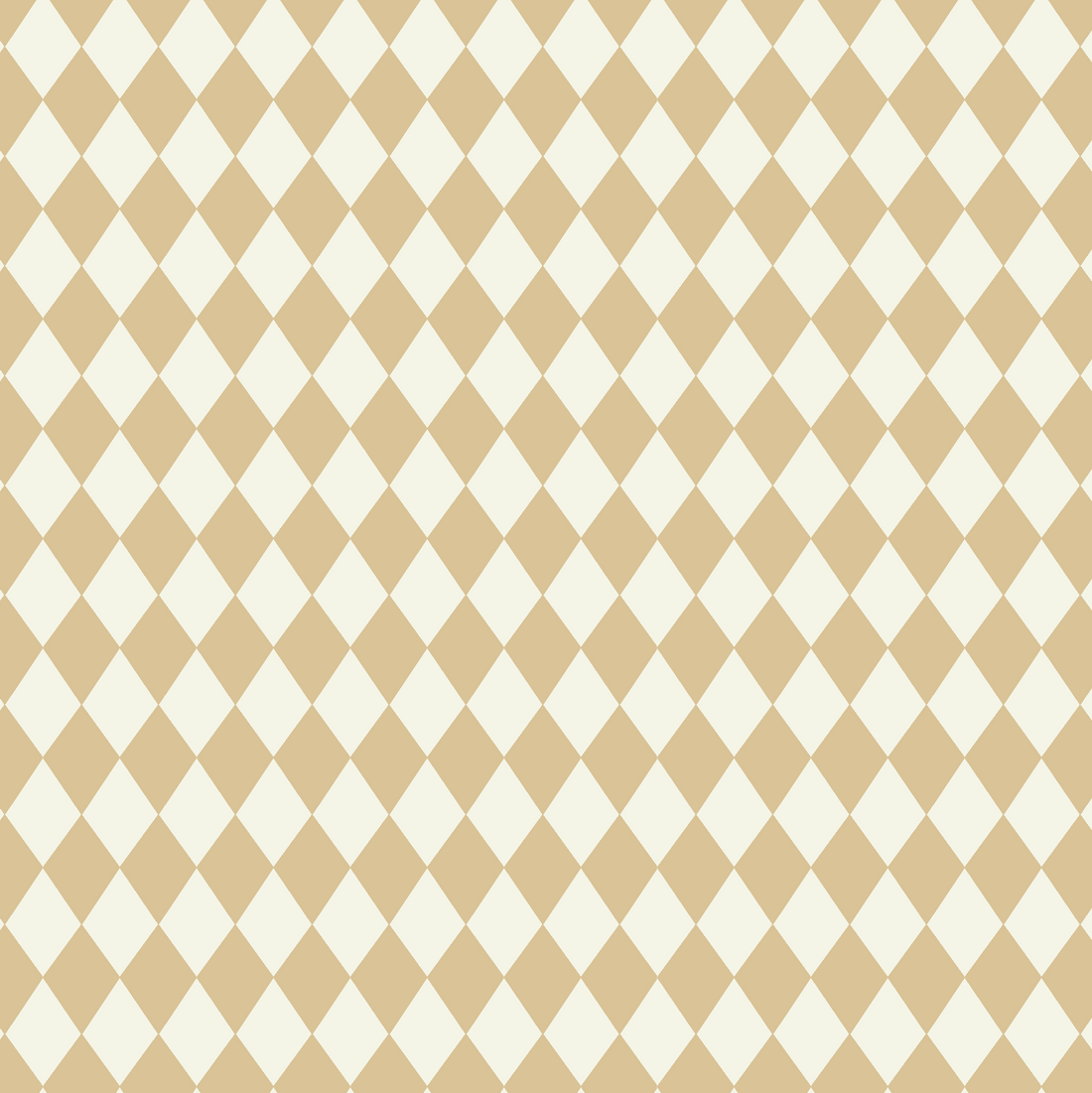 The Diamond Dancer Wallpaper in Yellow features a seamless harlequin diamond pattern with alternating beige and off-white squares arranged diagonally for an artisanal, checkerboard look.