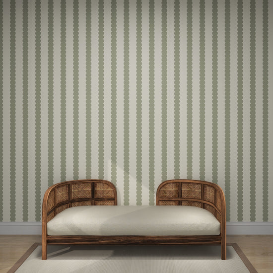 Scallop Stripe Wallpaper Green - Munks and Me Wallpaper