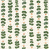 Floral Trails Wallpaper features vertical rows of watercolor green leafy stems and small peach flowers on a light beige background, creating a simple, repeating botanical pattern ideal for hand-painted or nursery wallpaper.