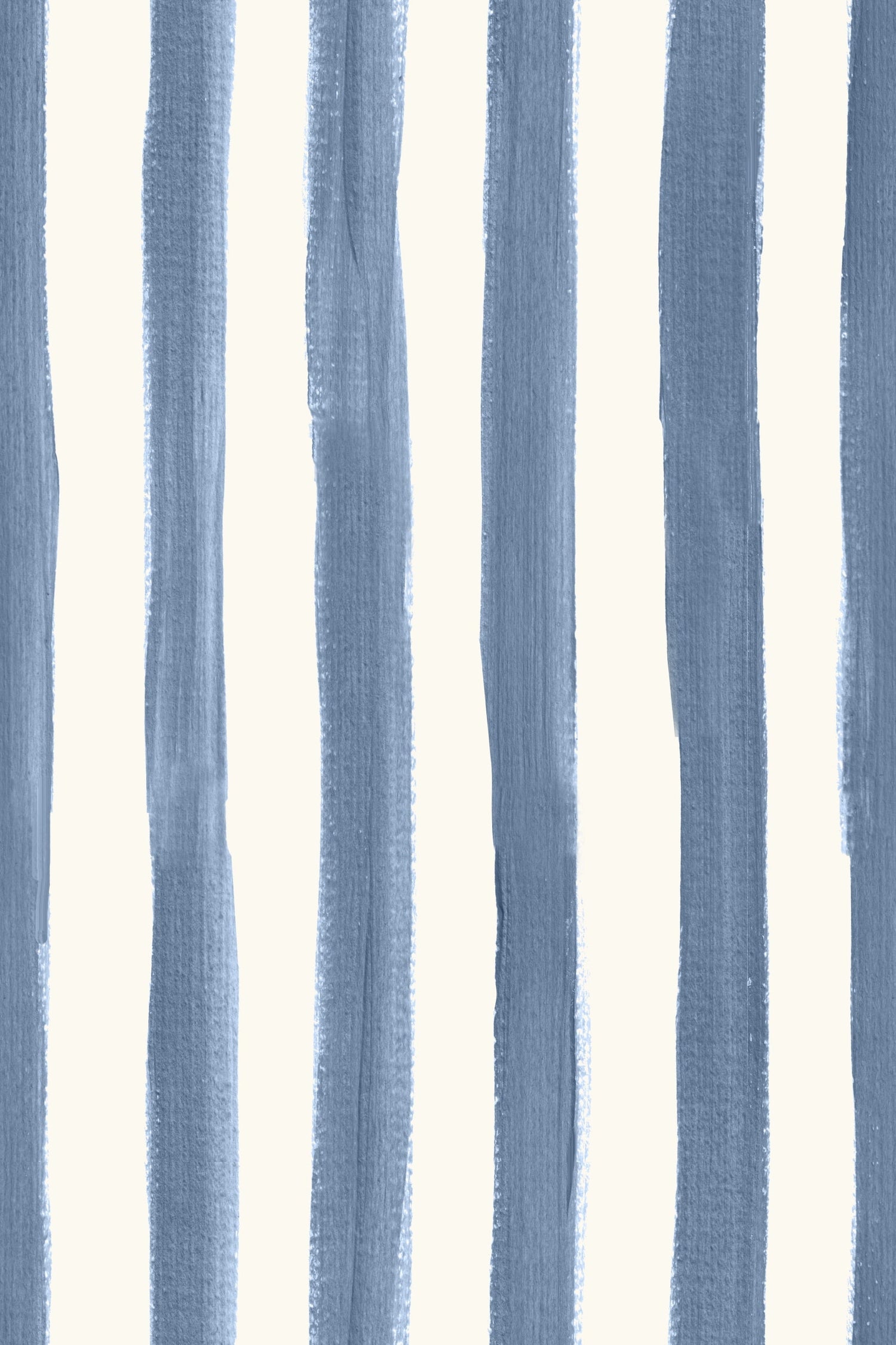 Painted Stripe Wallpaper, Blue features vertical blue watercolor stripes on white, offering a simple hand-painted look. Its uneven lines and artistic texture bring a casual charm, ideal for a nursery or enhancing spaces with this breezy style.
