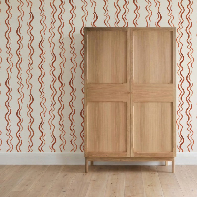 wavy red wallpaper stripe
