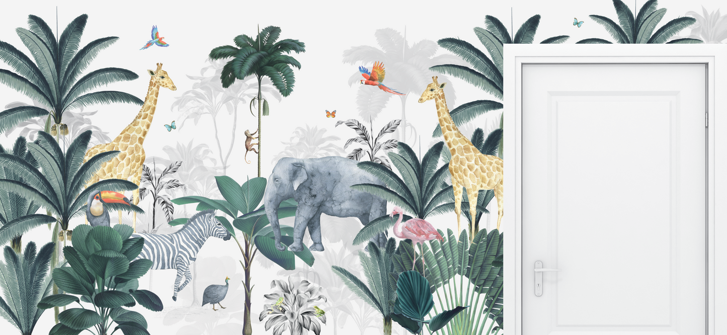 Custom Leopard and Friends Jungle Wallpaper Mural - Munks and Me Wallpaper