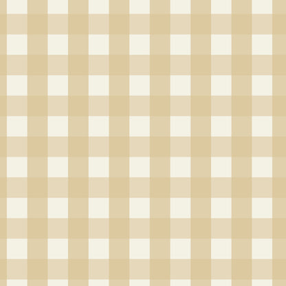 Mini Check Wallpaper, Yellow in a beige and cream gingham check pattern suitable for nursery wallpaper.