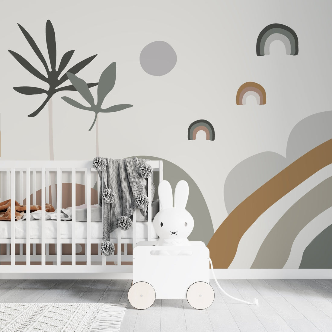 Abstract Wren Wallpaper Mural | Blue - Munks and Me Wallpaper