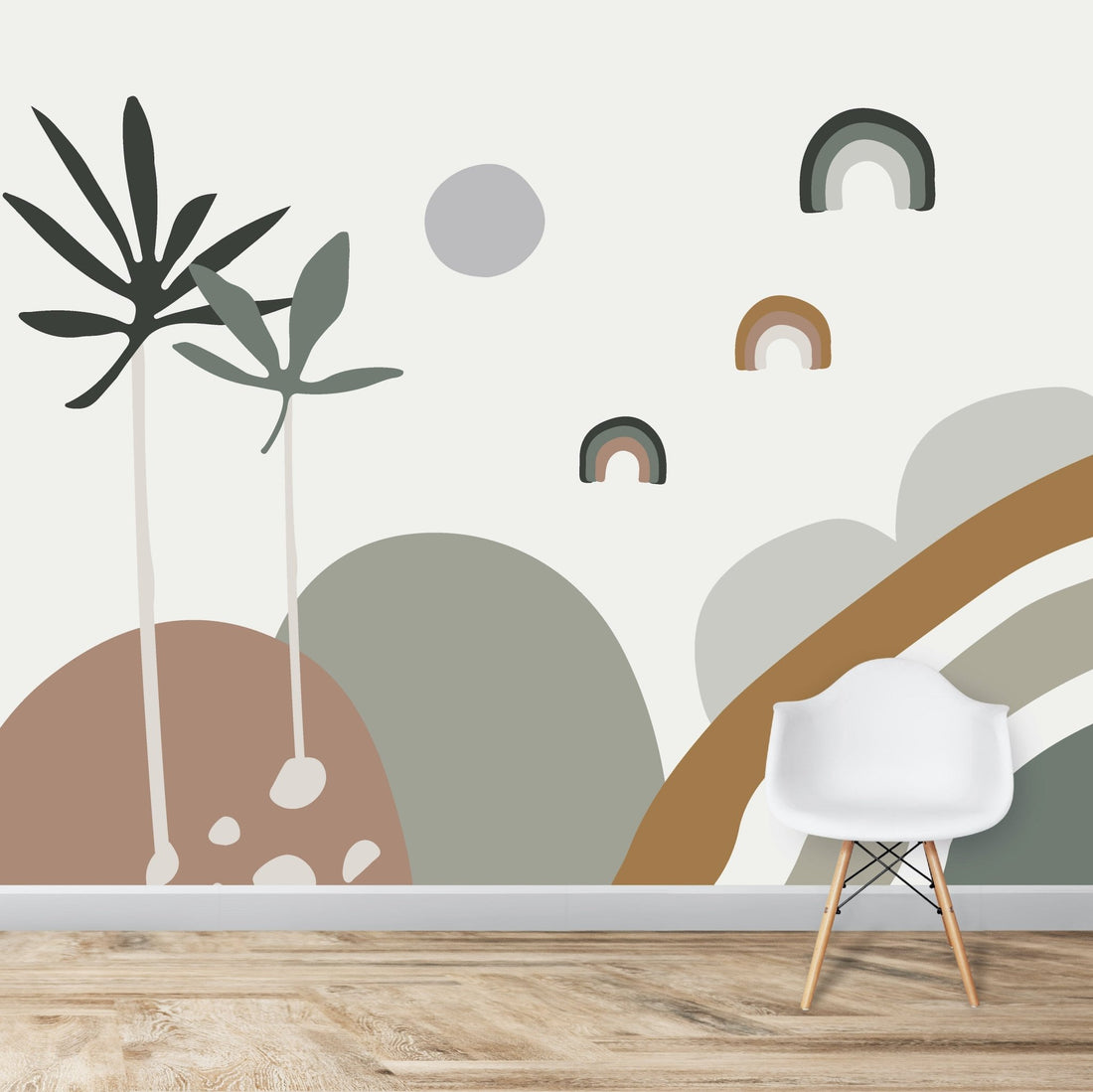 Abstract Wren Wallpaper Mural | Blue - Munks and Me Wallpaper