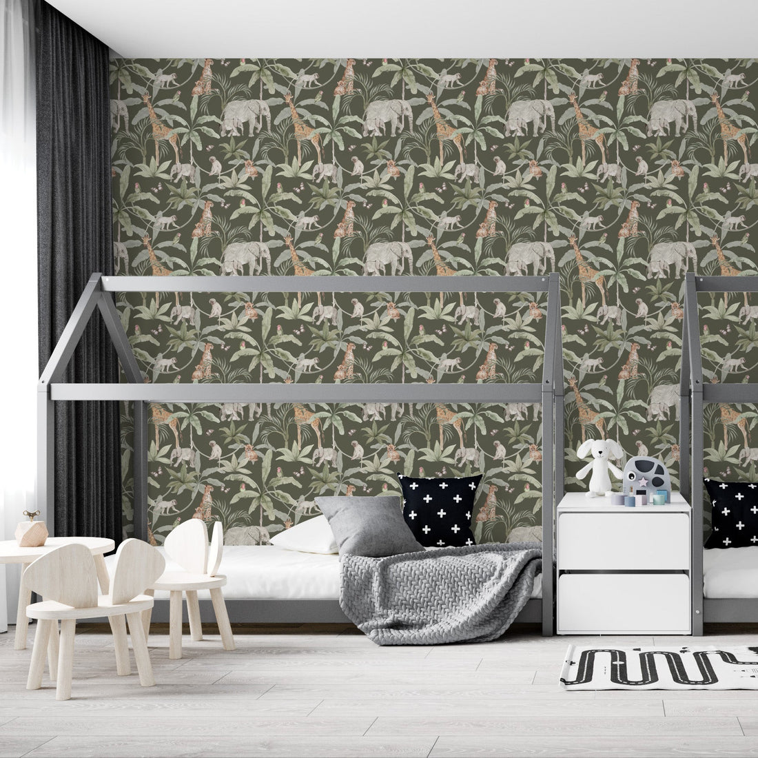 African Safari Wallpaper Green | Sample - Munks and Me Wallpaper