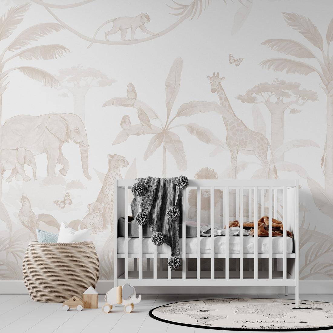 African Safari Wallpaper Mural Neutral | Sample - Munks and Me Wallpaper