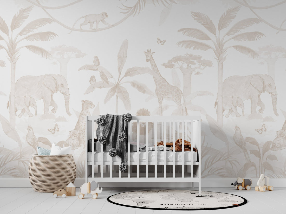 African Safari Wallpaper Mural | Neutral - Munks and Me Wallpaper