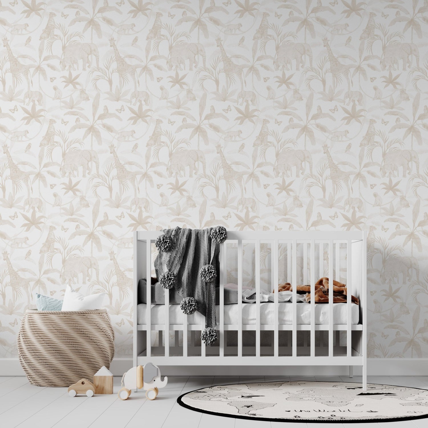 African Safari Wallpaper Neutral | Sample - Munks and Me Wallpaper