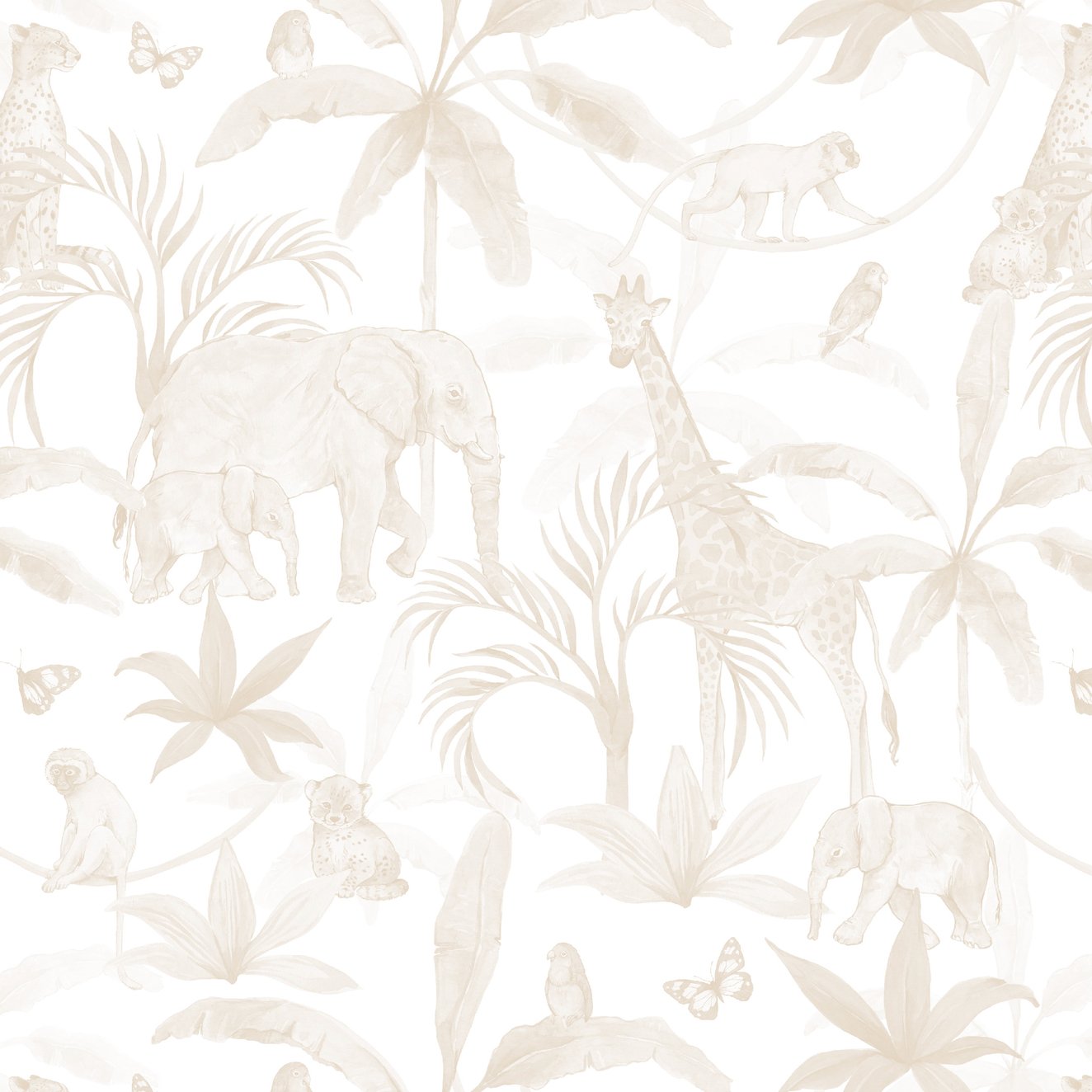 African Safari Wallpaper Neutral | Sample - Munks and Me Wallpaper