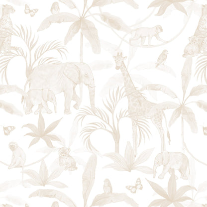 African Safari Wallpaper Neutral | Sample - Munks and Me Wallpaper