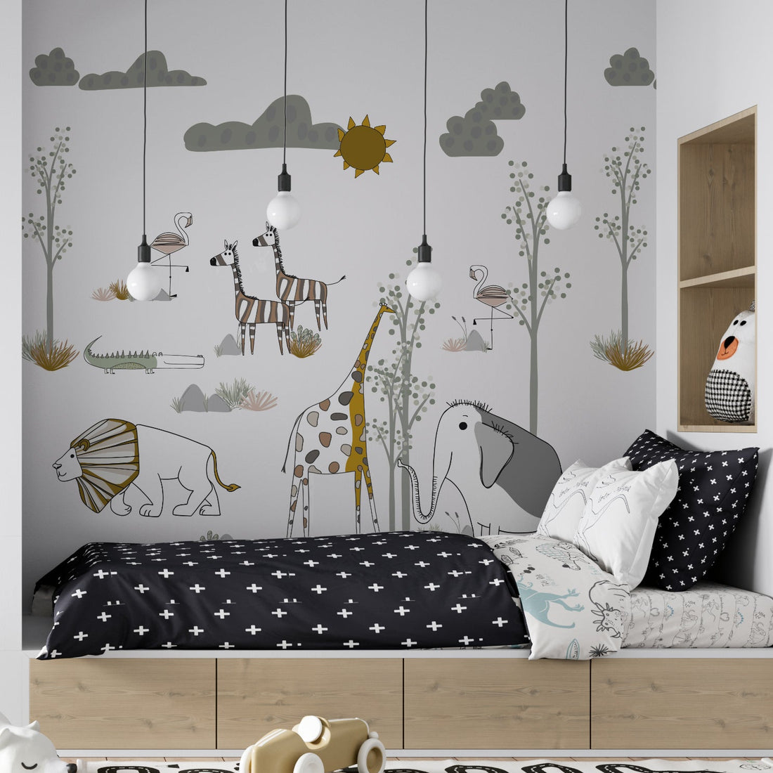 Animated Safari Scene Wallpaper Mural - Munks and Me Wallpaper