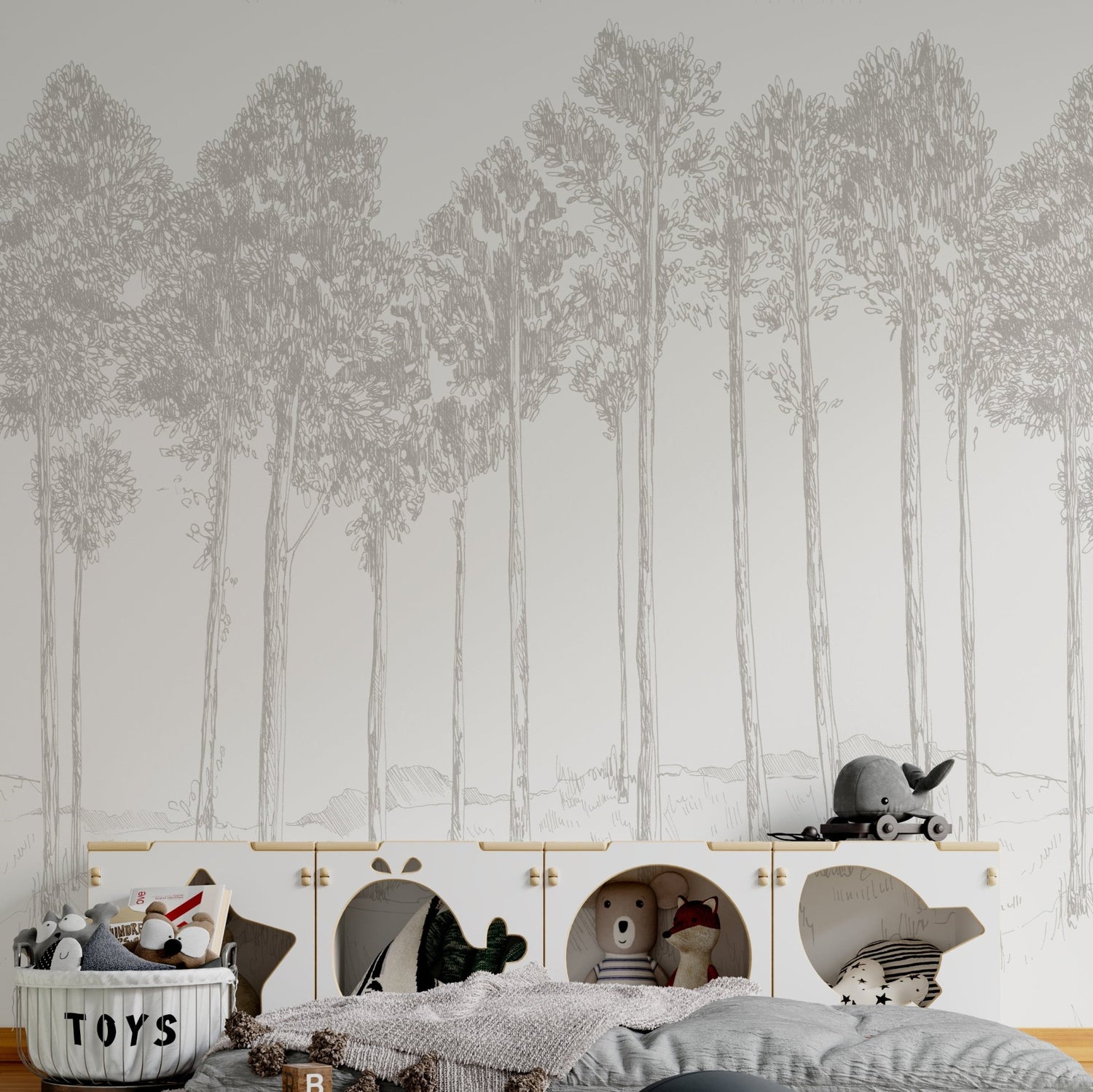 Ash Woodland Wallpaper Mural - Munks and Me Wallpaper