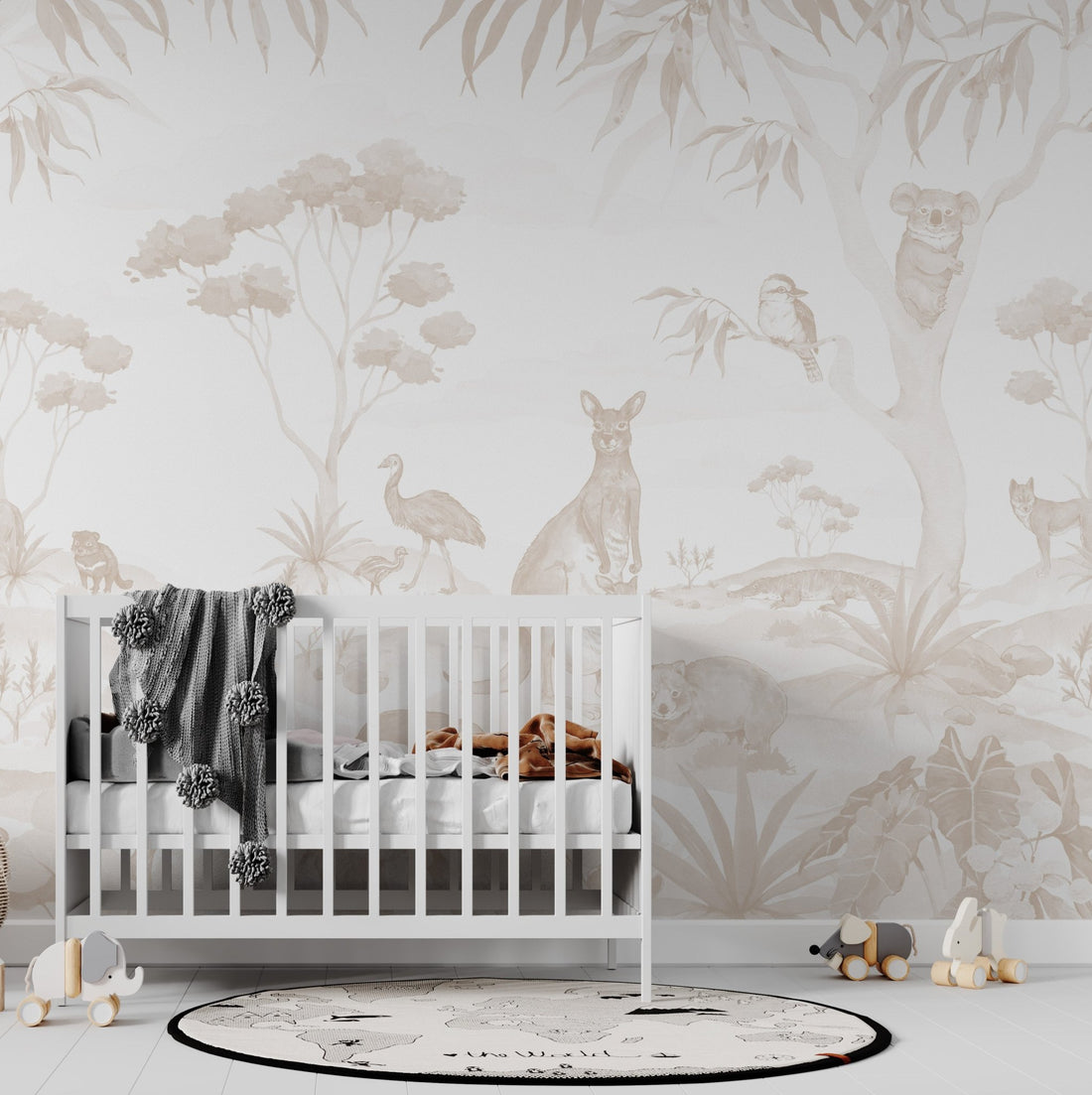 Australia Animal Mural Wallpaper Neutral | Sample - Munks and Me Wallpaper