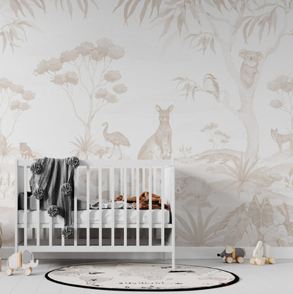 Australia Animal Mural Wallpaper Neutral  | Sample - Munks and Me Wallpaper