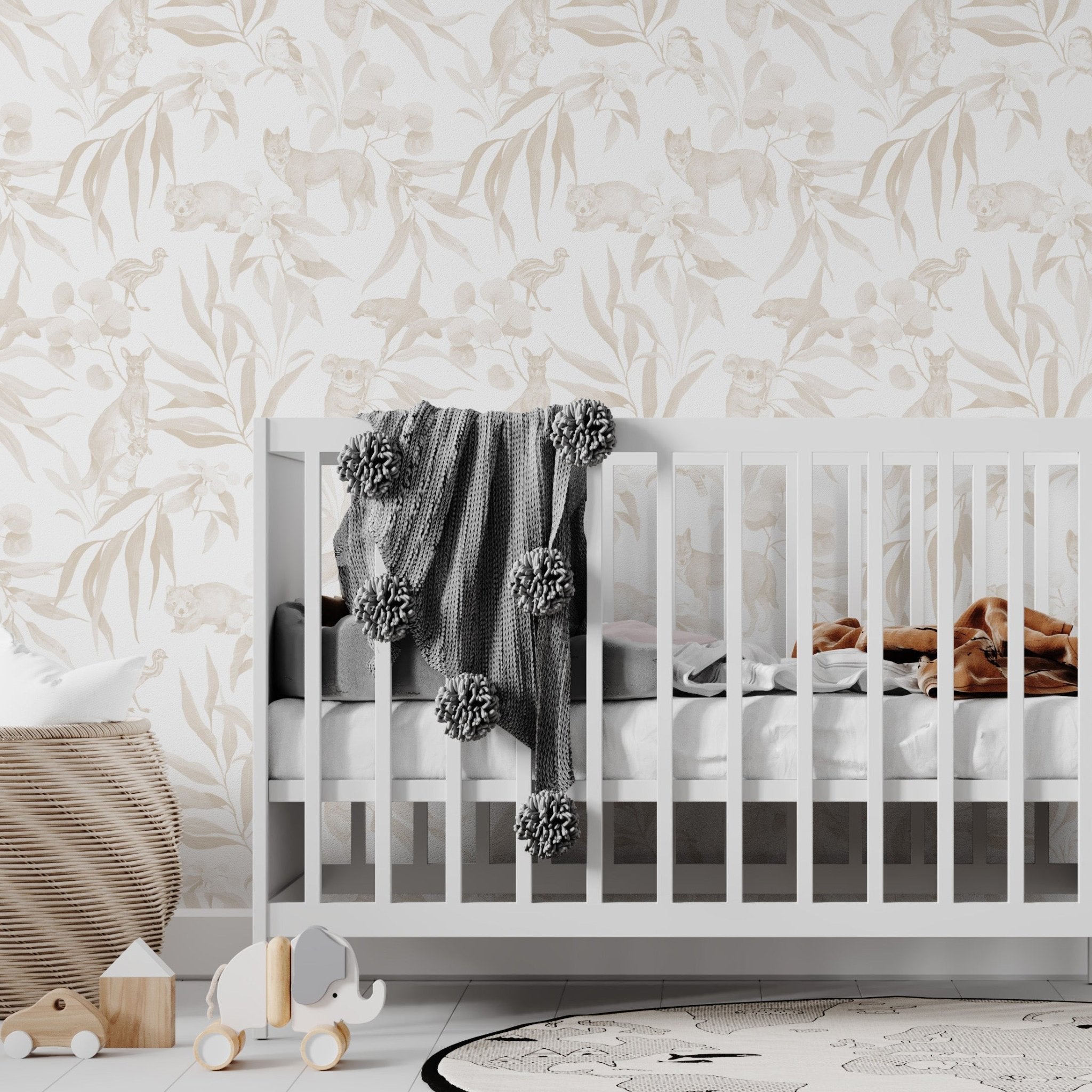 Australia Animal Wallpaper Repeat Pattern | Neutral - Munks and Me Wallpaper