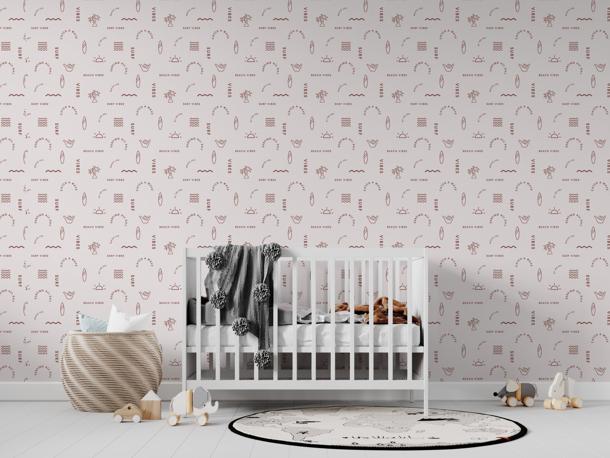 Beach Vibes Wallpaper Repeat Pattern | Rust - Munks and Me Wallpaper