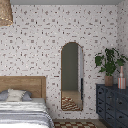 Beach Vibes Wallpaper Repeat Pattern | Rust - Munks and Me Wallpaper