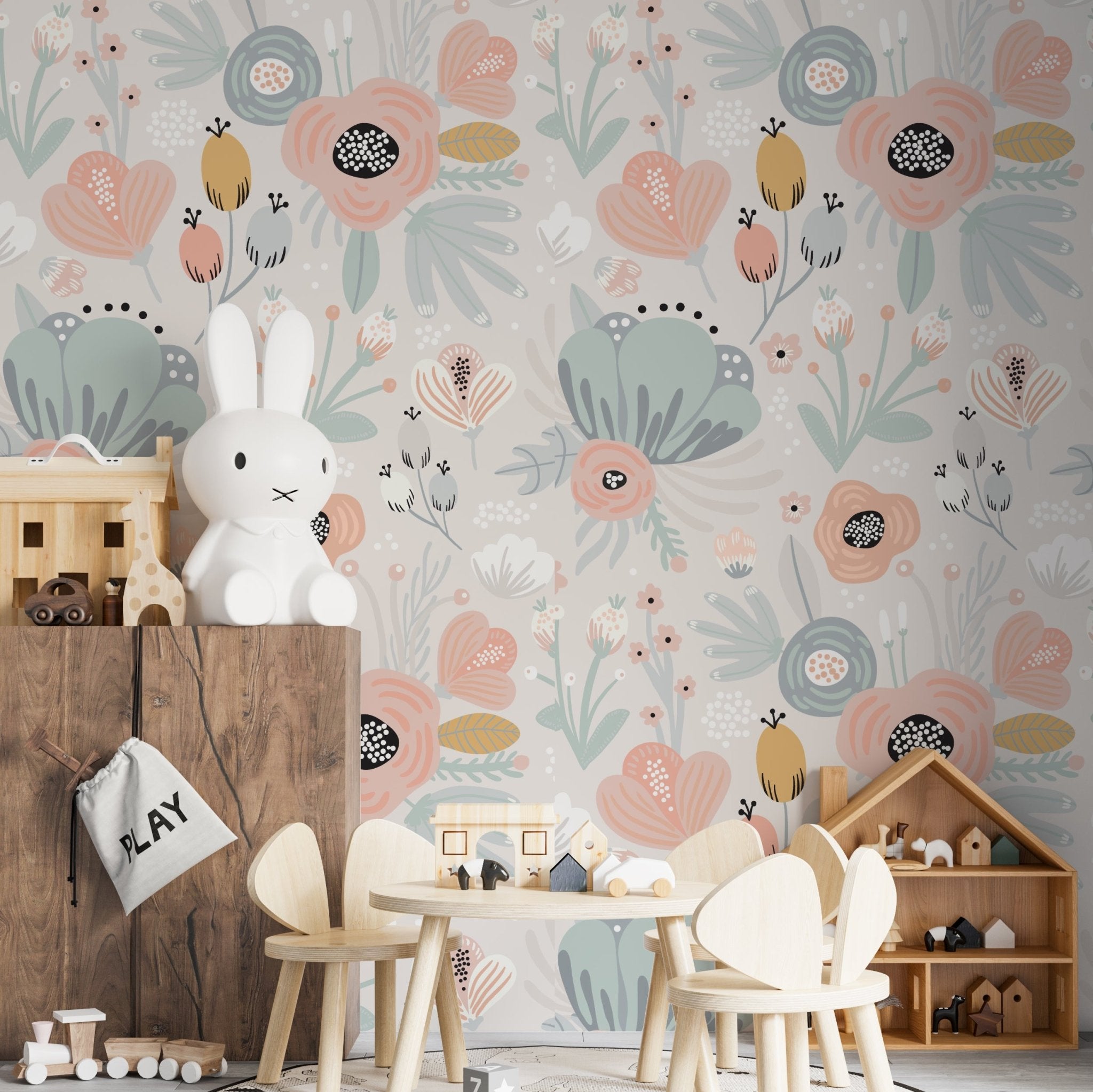 Betsy Floral Wallpaper Repeat Pattern - Munks and Me Wallpaper