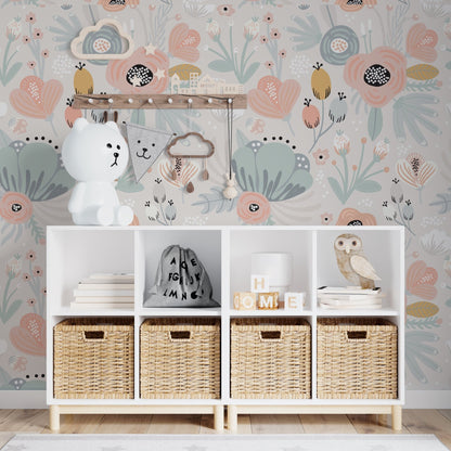 Betsy Floral Wallpaper Repeat Pattern - Munks and Me Wallpaper