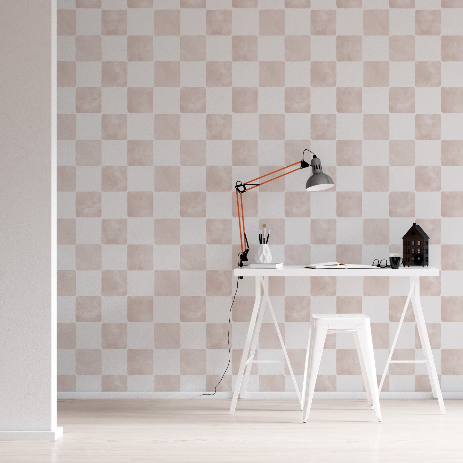 Billys Checkered Wallpaper Repeat Pattern | Pink - Munks and Me Wallpaper