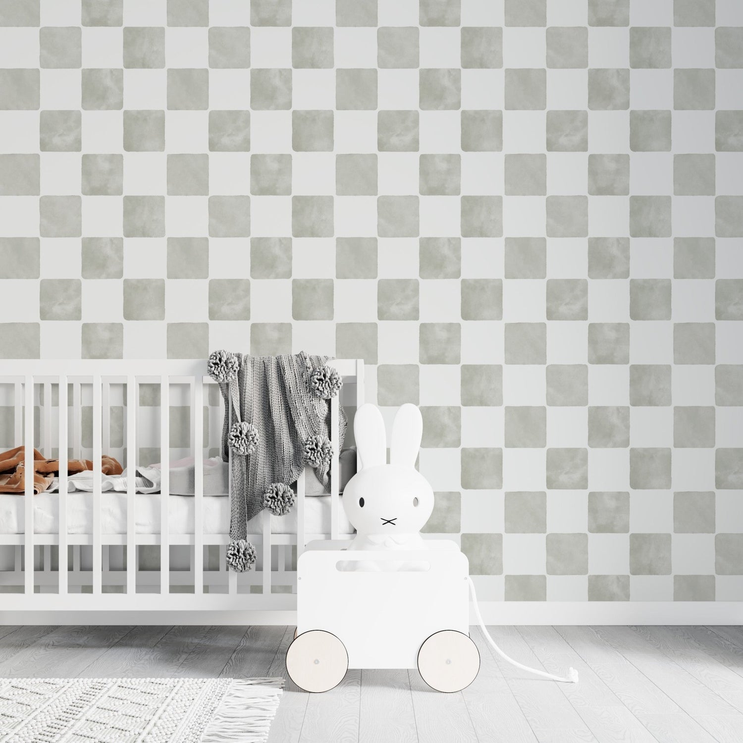 Billys Checkered Wallpaper Repeat Pattern | Sage - Munks and Me Wallpaper