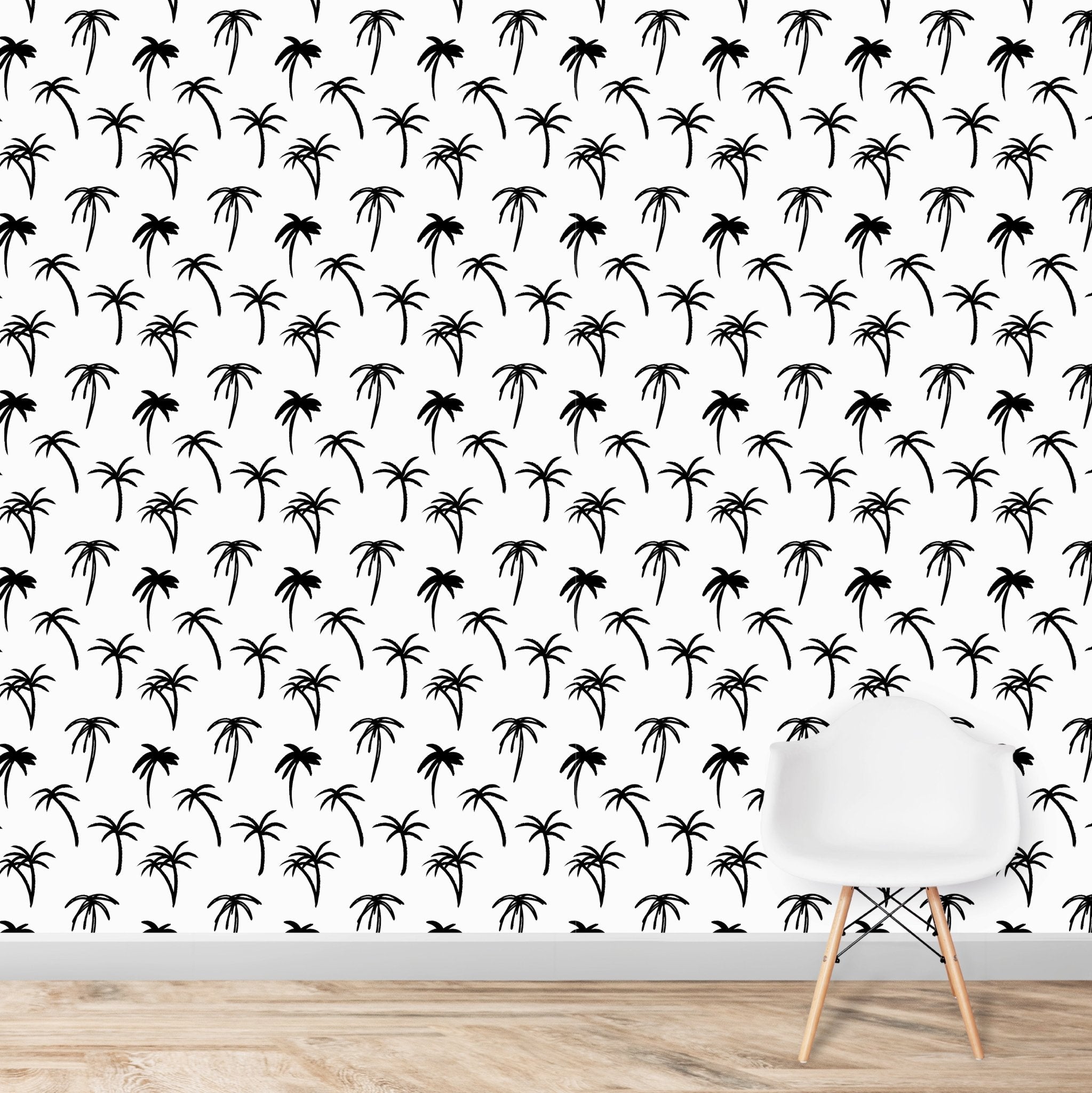 Black Noa Tropical Palm Wallpaper | Sample - Munks and Me Wallpaper