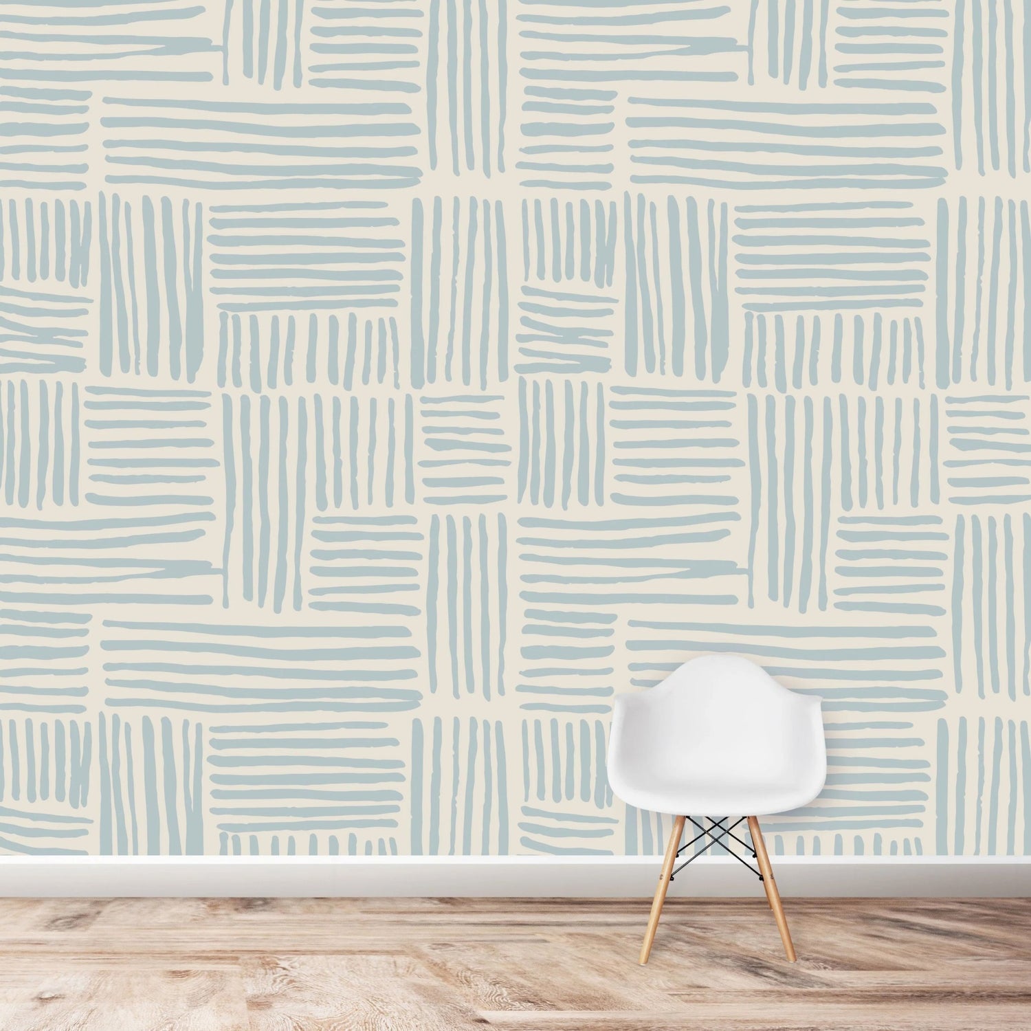 BRUSH STROKE LINES WALLPAPER | BLUE | SAMPLE - Munks and Me Wallpaper