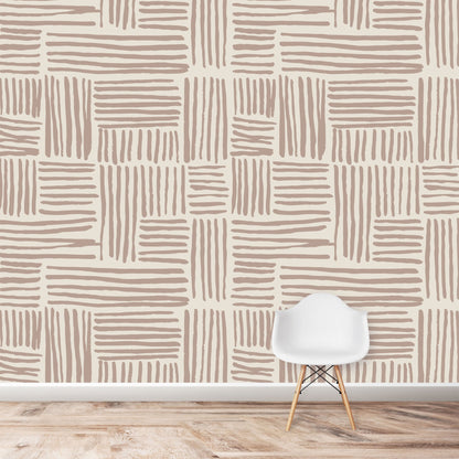 BRUSH STROKE LINES WALLPAPER | SAND | SAMPLE - Munks and Me Wallpaper