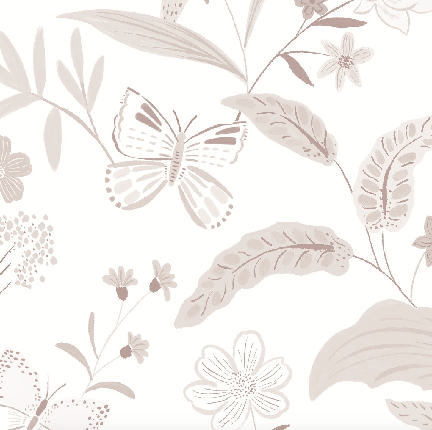 Butterfly Garden Wallpaper Repeat Pattern | Rose - Munks and Me Wallpaper