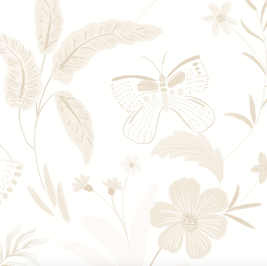 Butterfly Garden Wallpaper Roll Sample | Neutral - Munks and Me Wallpaper