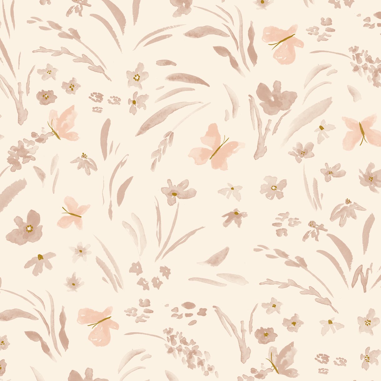 Butterfly Meadowland Wallpaper Repeat Pattern Dune - Munks and Me Wallpaper