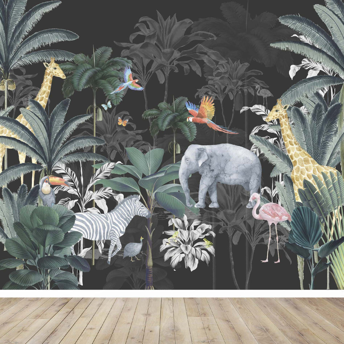 Charcoal Jungle Wallpaper | Sample - Munks and Me Wallpaper